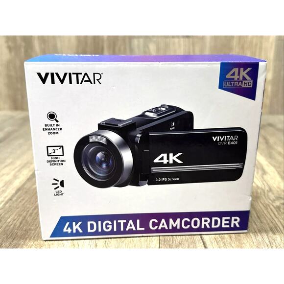 Vivitar 4K Ultra HD Digital Camcorder DVR E401 Black NIB MIB - Picture 1 of 9